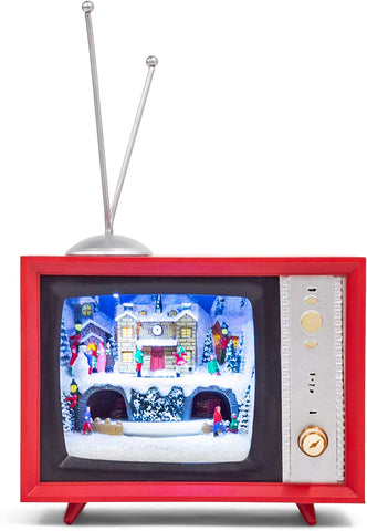 Roman Dropship 133501 Led TV North Pole Musical Box 5.25" Multicolor