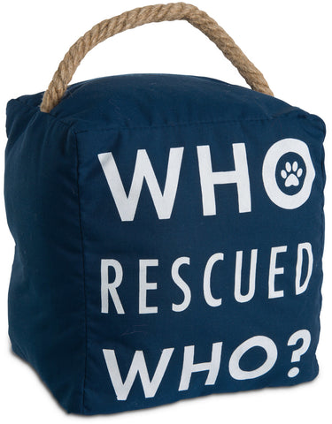 Pavilion 72224 Who Rescued Who? Pet Animal Lover Navy Door Stopper with Handle
