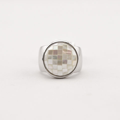 R. S. Covenant 1758 Mother Of Pearl Silver Ring Size 9