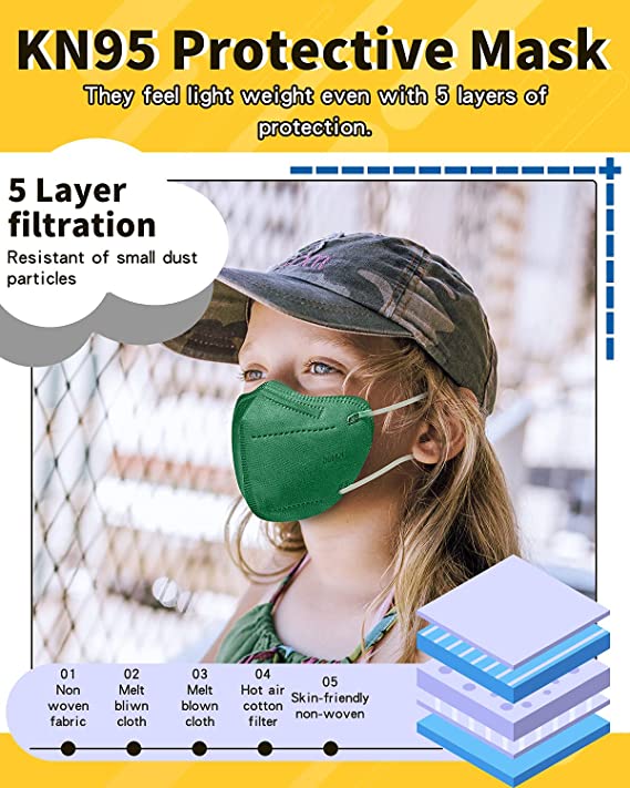Mask Small Size, Colored Mask Individual Wrapped 20 Packs, Mask Soft with Adjustable Nose Clip