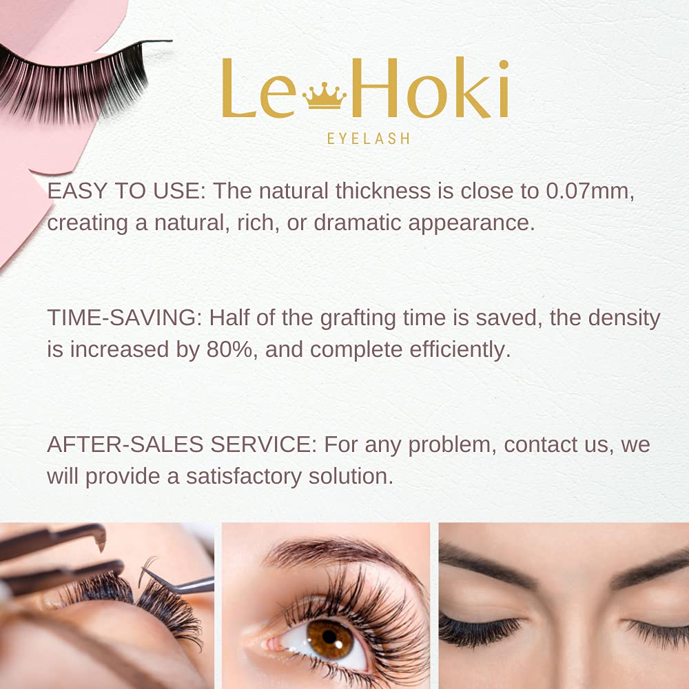 5D Easy Eyelashes Fans Volume Lashes Extensions Tray,C Curls,0.07 Thickness,Long Stem Premade