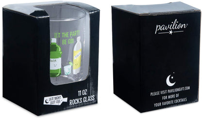 Pavilion 74871 Pavilion-Let The Party Be Gin-11 oz Low Ball 11 oz Rocks Glass, Green