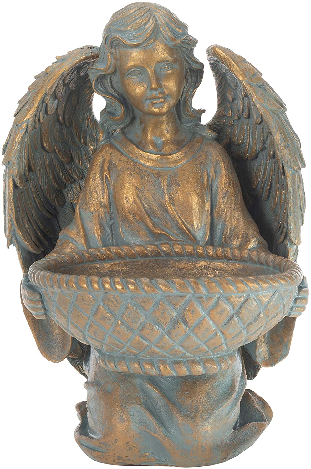 Roman 19130 BRONZE ANGEL W FLOWER 13.75" High