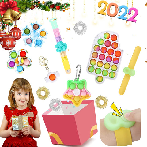 Pop Bubble Sensory Fidget Toy Pack, Keyboard Pop Fidget Stress Anxiety Relief for Kids Adults, ADHD