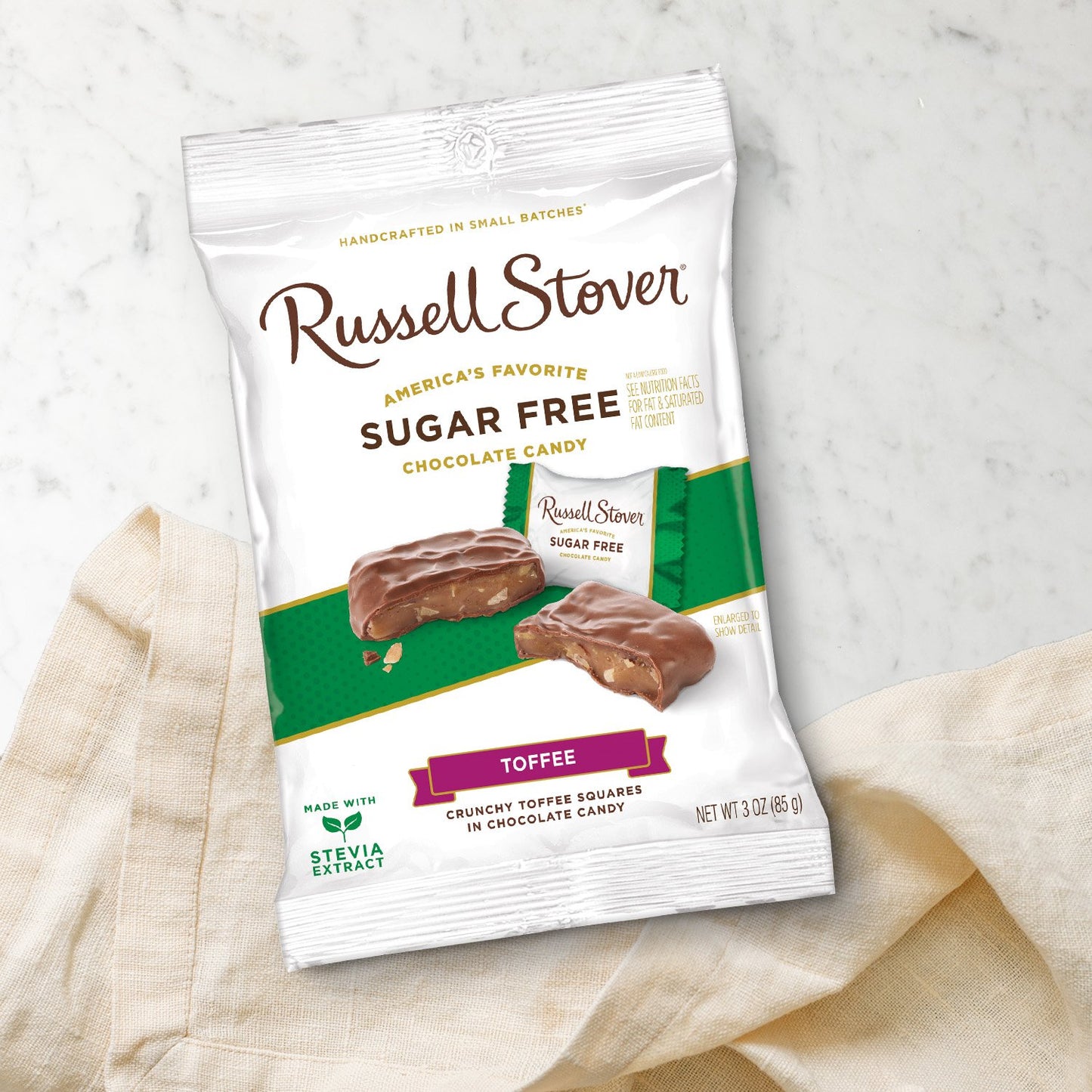 Russell Stover 9621N Sugar Free Toffee Squares, 3 Ounce