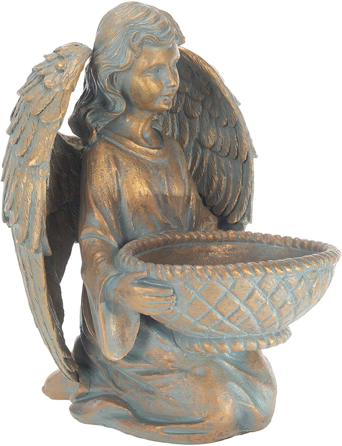 Roman 19130 BRONZE ANGEL W FLOWER 13.75" High