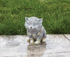 Roman  11318 Rainy Day Pudgy Cat Textured Gray 7.5 x 8 Resin Stone Outdoor Garden Statue