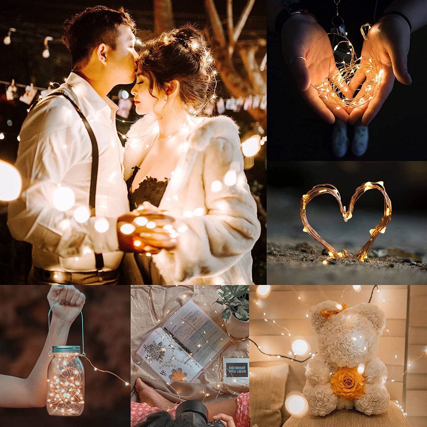 Fairy Lights Battery Operated,60 LED Mini Silver Copper Wire String Lights, IP65 Waterproof