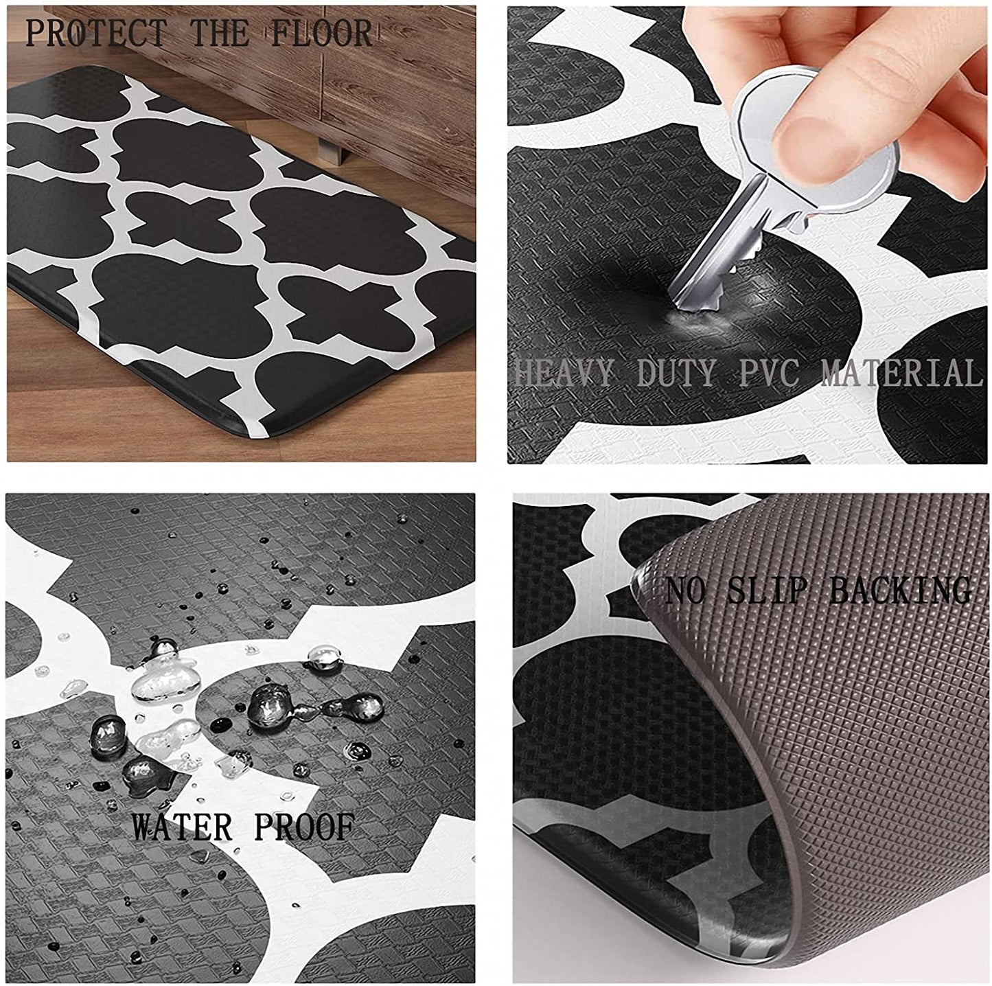 Brown Kitchen Floor Mat Cushioned Anti Fatigue Non Slip Waterproof Easy to Clean Ergonomic 17.7"x40"