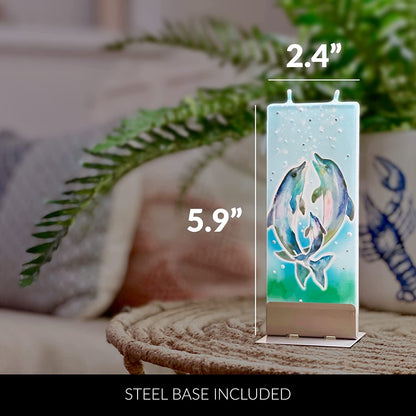 Flatyz D22018 Hand Painted Flat Candle Unscented, Dripless, Smokeless Goldenrod with Yellow Flowers