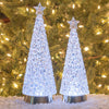 Roman 132279 Cube Swirl Trees LED Cool White 14 inch Acrylic Holiday Set of 2