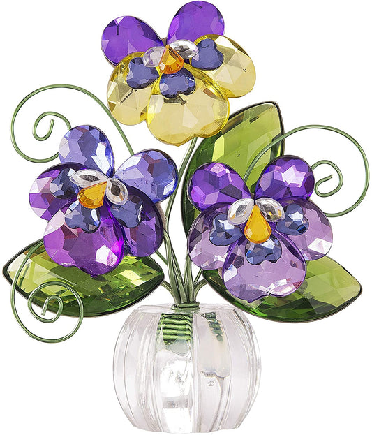 Ganz ACRY-326 Pansy Posy Pot Acrylic Multicolored 4"