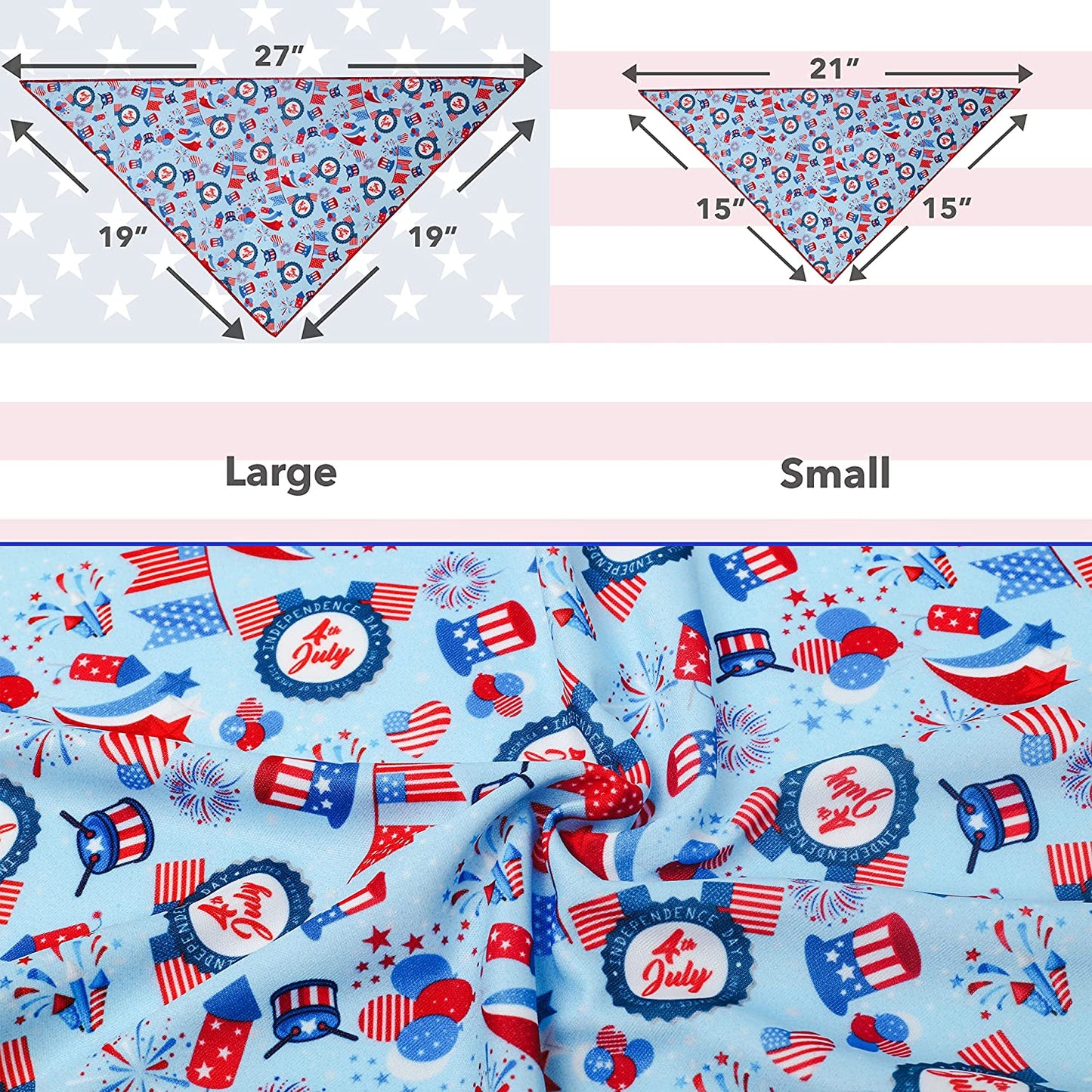 Style American Flag Dog Bandana - Patriotic 4th of July Dog Bandana for Dogs and Cats