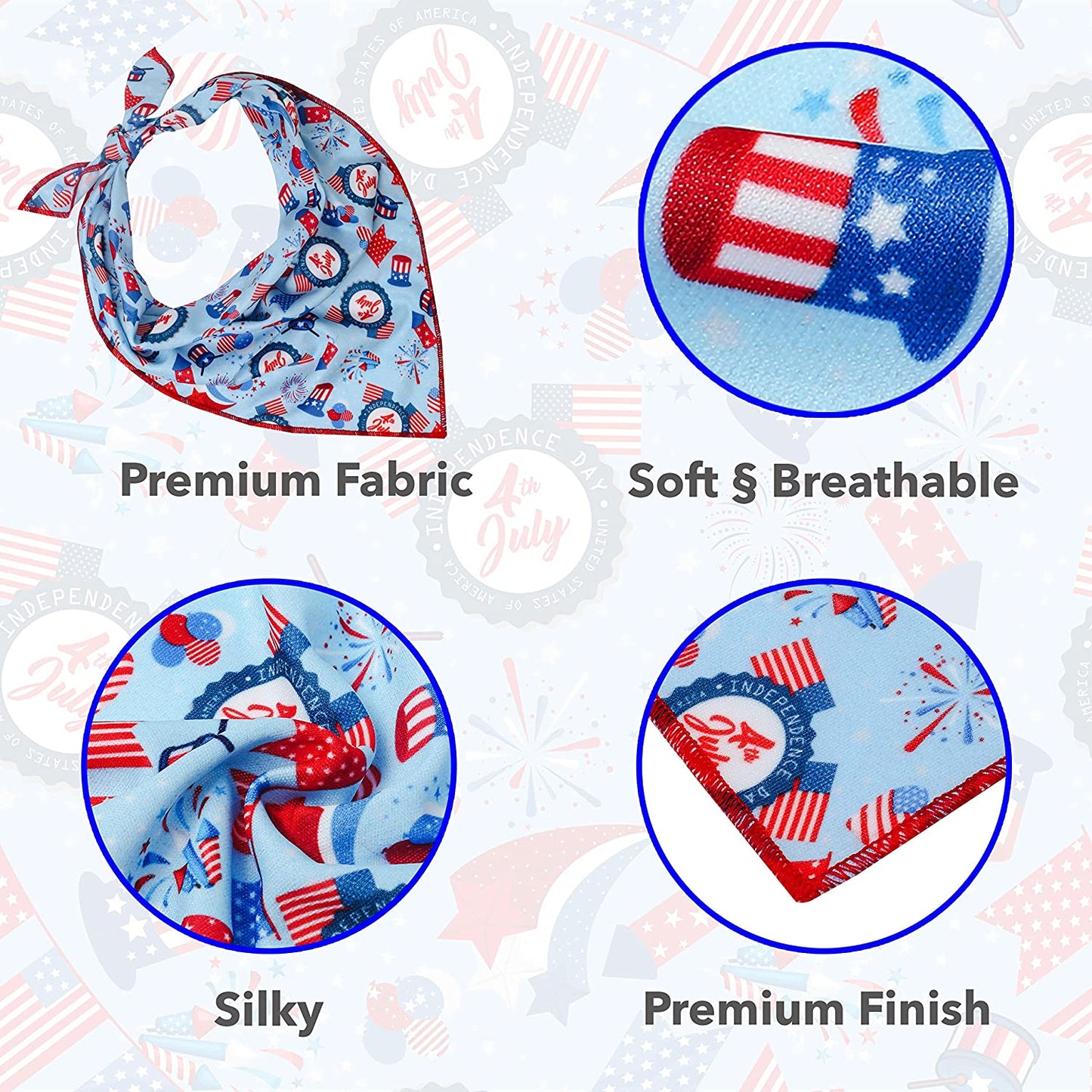 Style American Flag Dog Bandana - Patriotic 4th of July Dog Bandana for Dogs and Cats