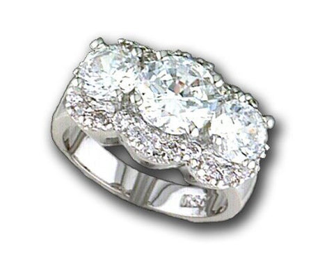 R.S. Covenant 618 Silver & Lg / Small Cz Fancy Ring Size 7