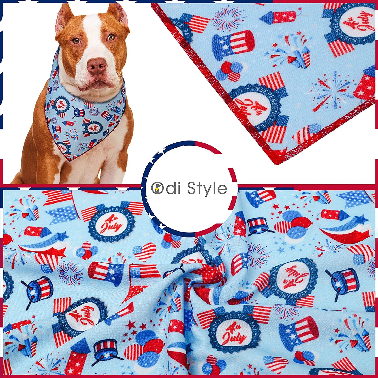 Style American Flag Dog Bandana - Patriotic 4th of July Dog Bandana for Dogs and Cats