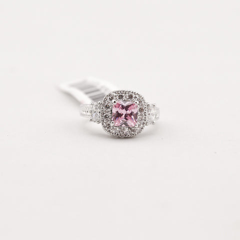 R. S. Covenant 611 CZ Pink Crystal Silver Diamond Ring SZ 5
