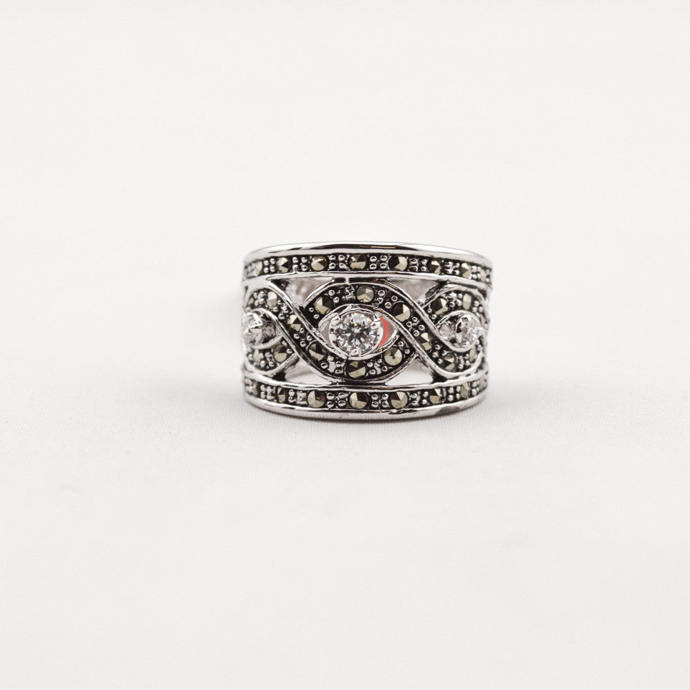 R. S. Covenant 817 CZ Marcasite Ring SZ 5