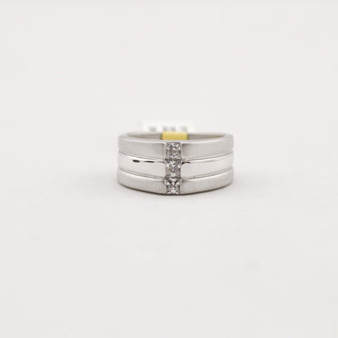R. S. Covenant 2283 CZ Matte/Shiny Silver Men's  Ring SZ 8