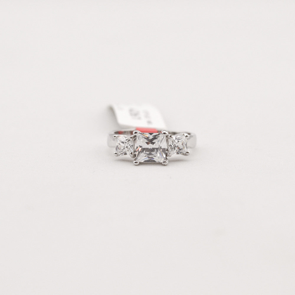 R. S. Covenant 4261 Silver 3 CZ Princess Cut Ring  SZ 5