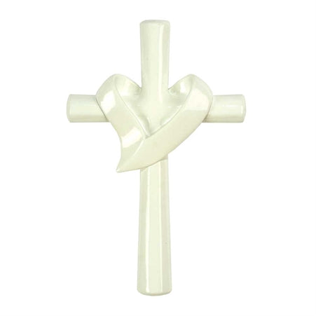 Dicksons WCR-601 Open Heart White 8 Inch Resin Decorative Hanging Wall Cross