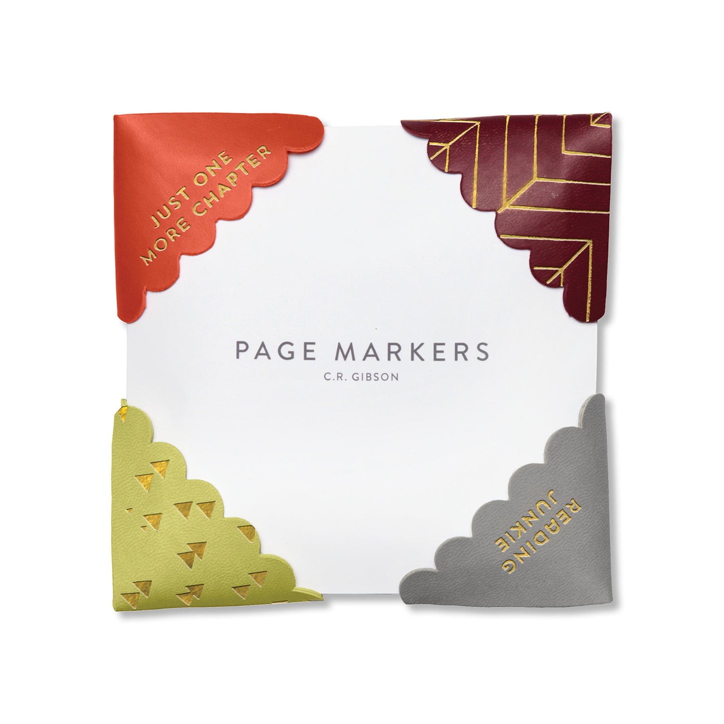 C.R. Gibson JPM-18249 Leatherette Page Markers, Set of 4, Reading Junkie