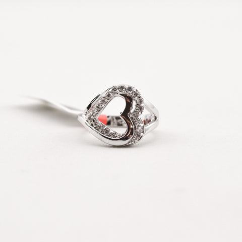 R.S. Covenant 873 CZ Double Heart Silver Ring Size 6