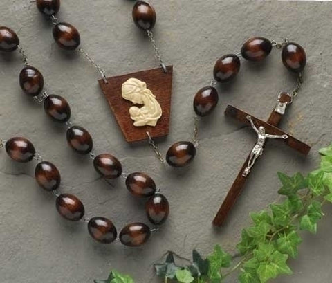 Roman Dropship 5739 Brown Wood Wall Rosary 60"