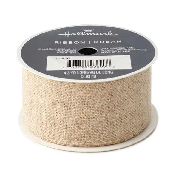 Hallmark 3RFR8142 Natural 1 1/2" Cotton Ribbon, 4.3 yards
