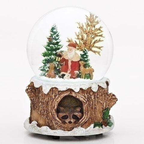Roman Chritmas 32081 Musical Glitter Dome,Features Santa W/ Woodland Animals on a Tree