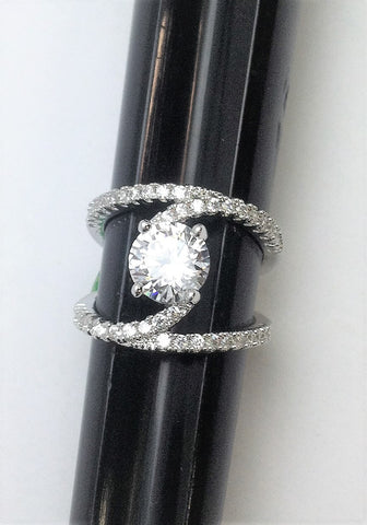 R.S. Covenant 6125 Faux Double Cz Band Ring With Centered Cz Size 9