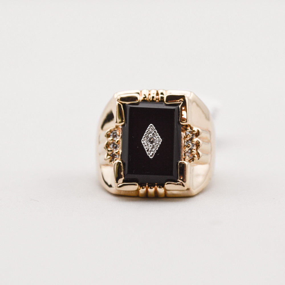 R. S. Covenant 2243 Men's Black Onyx CZ Gold Ring Size 11  LOC 75