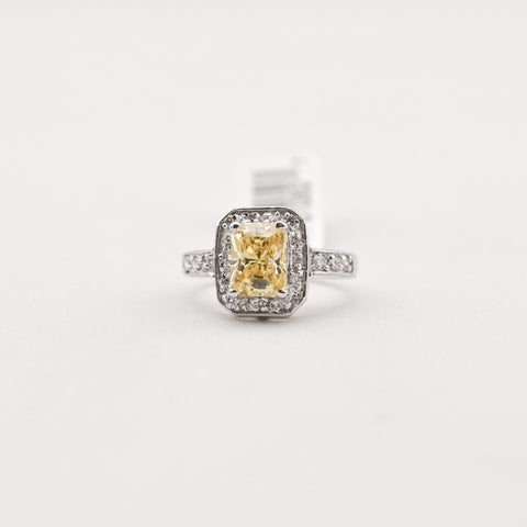 R.S. Covenant 4370 Canary CZ Silver Ring Size 8