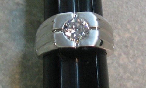 R. S. Covenant 2299 Men's CZ Solitaire Silver Shiny/Matte Ring Size 9