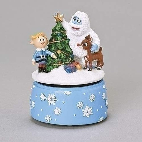 Roman 132509 Rudolph and Friends Arctic Blue 7 x 5 Resin Holiday Musical Figurine