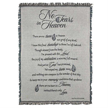 Dicksons No Tears in Heaven on Grey Memorial 48 x 68 All Cotton Tapestry Throw Blanket