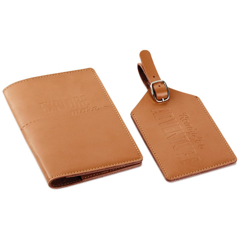 Hallmark 1LNA1003 Adventure Leather Passport Holder and Luggage Tag Set