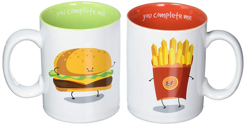 Pavilion 74710 Late Night Snacks Cheeseburger and Fries Complimentary Coffee Mugs, 18 ounce