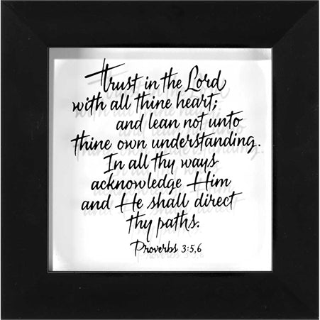Dicksons Trust In The Lord Calligraphy Glass 6 x 6 Wood Framed Wall Sign Plaque