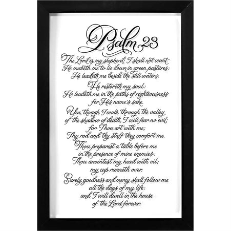 Dicksons The Lord Is My Shepherd Calligraphy Glass 20 x 13 Wood Framed Wall Sign Plaque