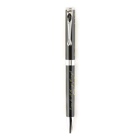 Dicksons I Can Do All Things Ichthus Cross Black Twist Open Black Ink Ballpoint Pen