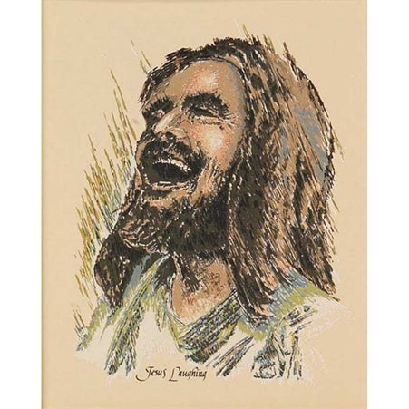 Dicksons Joyful Laughing Jesus Artistic Sage And Taupe 8 x 10 Wood Wall Sign Plaque