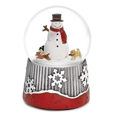 Roman 132596 Musical 6-inch Snowman with Rotating Dogs Dome