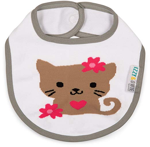 Pavilion 79276 Pink and Gray Kitty Baby Bib