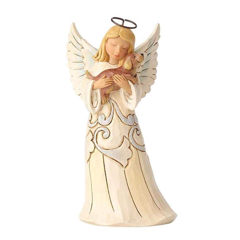 Enesco 4060962 Jim Shore White Farmhouse Angel with Dog