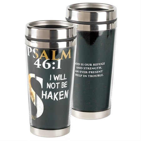 Dicksons I Will Not Be Shaken Psalm 46:1 Onyx 16 Ounce Stainless Steel Travel Coffee Mug