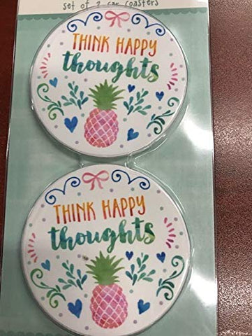 Clementine 4059 Think happy thoughts Set of 2 Stoneware Car Coasters