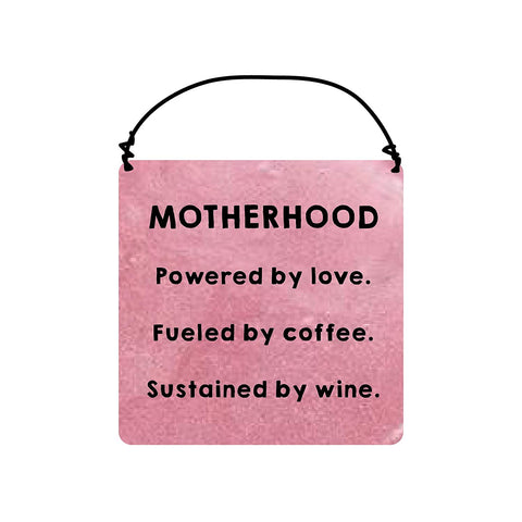 Enesco 6001047 Our Name Is Mud �Motherhood� Ceramic Hanging Sign, 3�x3� , Pink