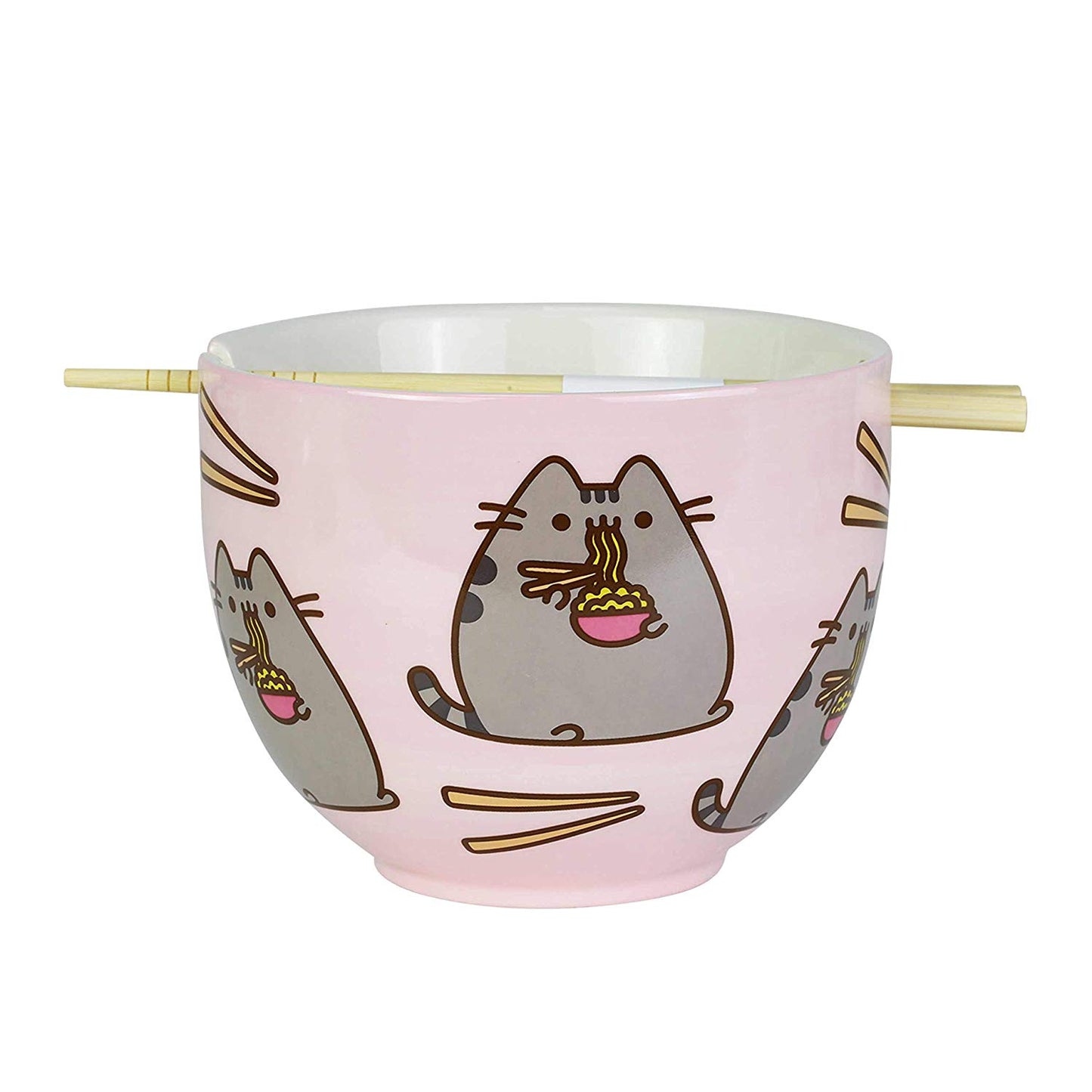 Enesco 6004629 Pusheen by Our Name is Mud Ramen Bowl and Chopsticks Set 4" Pink