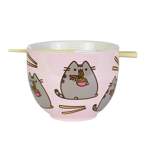 Enesco 6004629 Pusheen by Our Name is Mud Ramen Bowl and Chopsticks Set 4" Pink